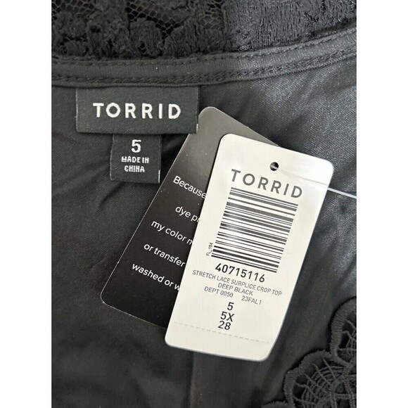 Torrid Stretch Lace Surplice Crop Top Deep Black Size 5X (28) - Picture 6 of 12